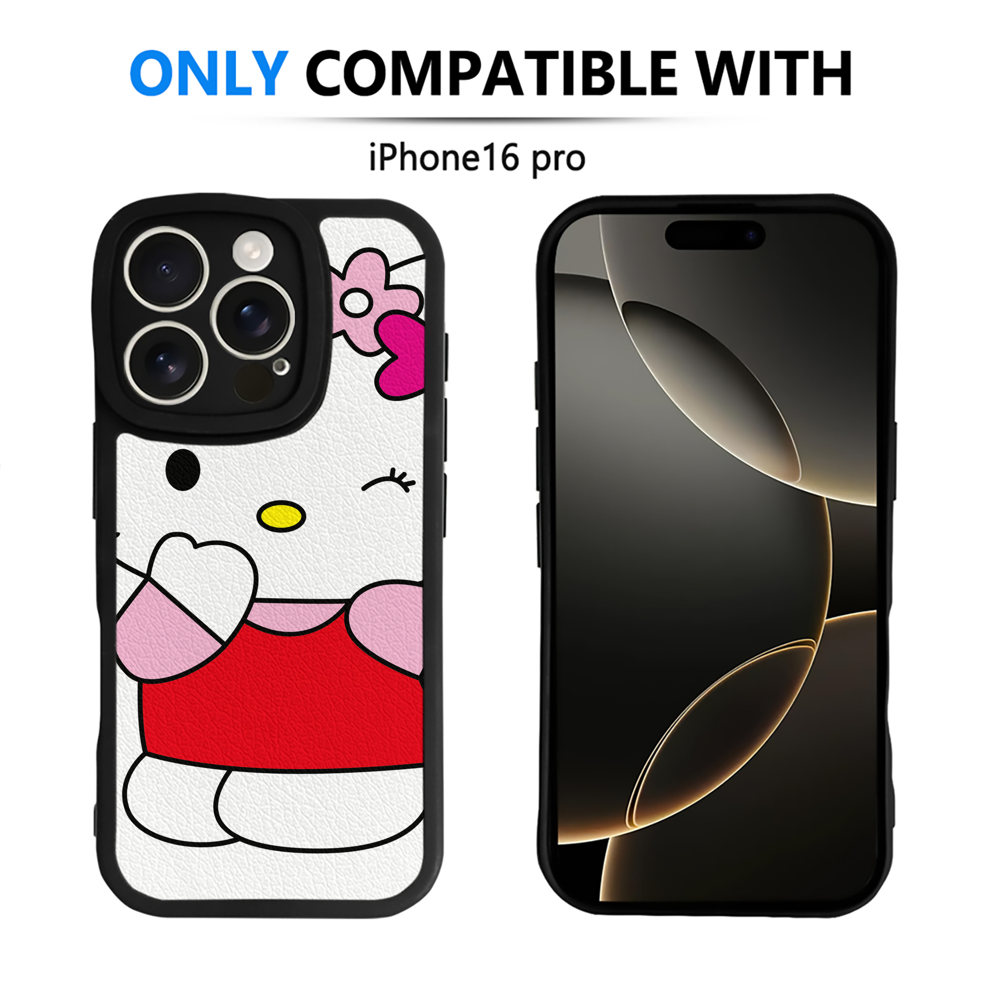 （画像用） Hello Kitty ハローキティ 【iPhone 16シリーズ対応】シリコンスマホケース（レザー調） 材質：シリコン